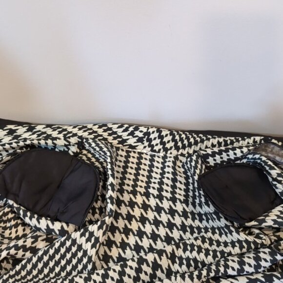 Vintage Houndstooth Overcoat Trench Duster Jacket Open Front Mid Length 80s 90s - Picture 10 of 13